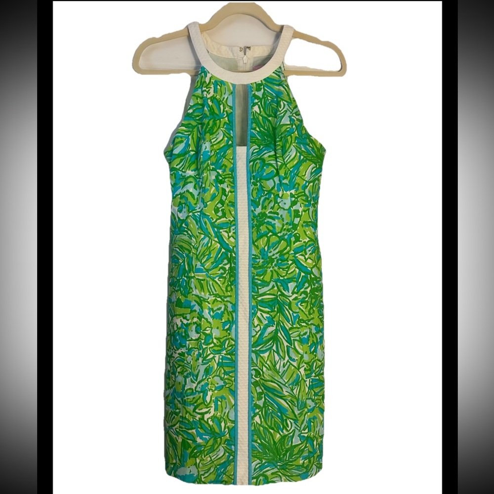 Lilly Pulitzer Tropical Green and Blue Mini Dress